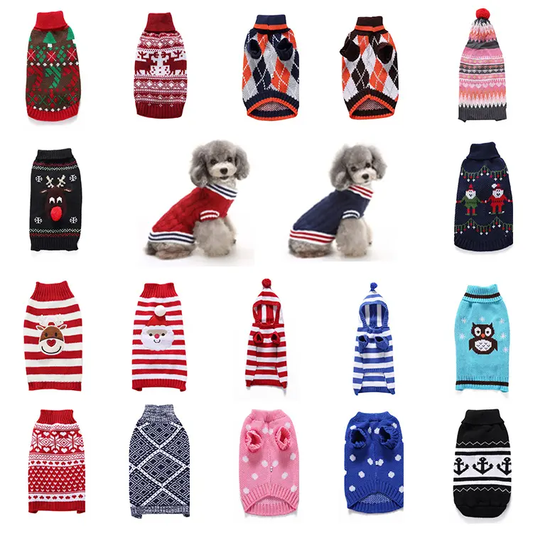 高品質の手編みかぎ針編みぬいぐるみ子犬ペット布冬暖かいシャツプルオーバージャンパー犬セーター犬の服