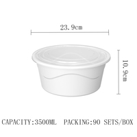 Bassin rond blanc jetable de la catégorie comestible pp avec la gamelle transparente de couvercle 2000ML ~ 5000ML conteneurs d'emballage alimentaire de grande capacité