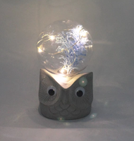 Lampe de nuit en verre en forme de dôme avec base en ciment, avec cypress préservé et guirlande lumineuse LED féerique, pour Noël, décoration de table, cadeau