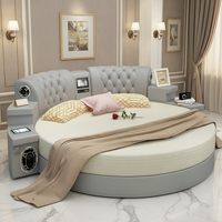 KEHUI Modernes Kingsize-Bett mit Holzrahmen, PU-Leder-Polsterung, Smart-Bed-Funktion, Lautsprecher, Stauraum, Schwarz, Luxuriöses Küstendesign, Schlafzimmermöbel