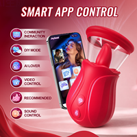 Vibrateur Rose 2-en-1 Sans Fil Tactile Étanche IPX7 avec Contrôle Vidéo et Sonore, Lèche-Clitoris et Succion, Tasse Amovible et Langue Rotative à 360°