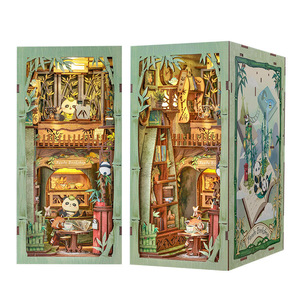 CuteBee Green Bamboo Bookstore Miniature DIY Wooden House Model With <b>Panda</b> Design For Teens And Adults Assembly <b>Toy</b> Ornament - Product Image 1