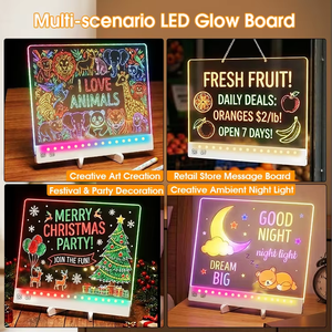 Tablette de dessin créative en acrylique lumineuse, boîte à lumière LED effaçable et colorée pour <span class=keywords><strong>menu</strong></span> de bureau, planificateur et panneau d'affichage - Product Image 5