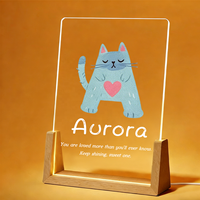Lampe en acrylique personnalisée avec photo et base en bois de hêtre - Design personnalisé, cadeau idéal pour les enfants, la famille et les meilleurs amis