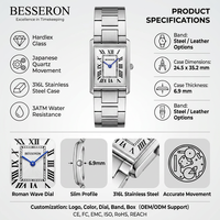 Montre-bracelet élégante de qualité supérieure en acier inoxydable 316 avec cristal saphir et quartz, fermoir papillon double bouton-poussoir, pour un usage quotidien décontracté unisexe