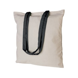 Bolsa de Compras de Lona Cuadrada de 130g con Asas Negras, Bolsa Promocional de Uso Casual - Product Image 1