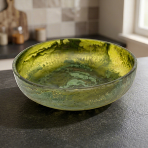 Juego de platos planos de resina ecológica SeaSmoke, decoración de comedor moderna hecha a mano, regalo de lujo, técnica personalizada disponible, verde mar - Product Image 1