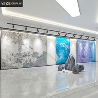 Présentoir moderne YEK'S en acier de haute qualité pour carreaux de sol, avec plateaux coulissants horizontaux pour dalles céramiques en showroom