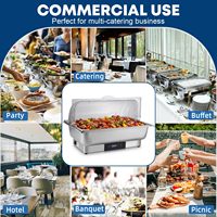 Ensemble de chauffe-plats électriques pour buffet, en acier inoxydable, avec bacs alimentaires pleine taille, demi-taille et trois compartiments, et contrôle de température