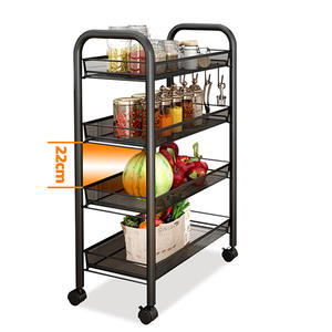 Étagère de rangement moderne et simple à 4 niveaux, mobile, pour la cuisine et le salon, avec panier à légumes - Product Image 3