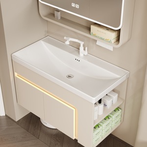 Modern Water Resistant Hotel Use 40cm Width Deepened Ocean Basin Honeycomb Aluminum <b>Wall</b>-Mounted Vanity Combo Bathroom Cabinet - Product Image 5