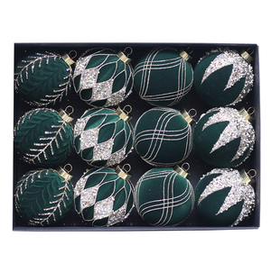 Nieuwe Design 8cm Rode Gevlokte Kerstballen Luxe Kerstbal Handgeschilderde Kerstbal & Boomversieringen - Product Image 4