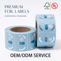 Étiquettes cosmétiques en feuille d'argent en rouleau, autocollants imperméables en vinyle pour emballages de bouteilles et pots de soins de la peau, autocollants personnalisés avec logo pour l'emballage