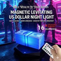 Lampe Dollar à Lévitation Magnétique 16 Couleurs, Lampe de Bureau Flottante en Forme de Billet, Veilleuse LED Tactile à Intensité Variable avec Rotation à 360 Degrés
