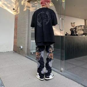 AeeDenim Herren zerrissene Stickerei Jeans Mode Straße lässig Stretch Herren zerrissene Denim Jeans Hosen - Product Image 3