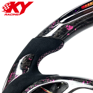 Volante deportivo personalizado de fibra de carbono forjada rosa con LED RPM y cuero negro para Infiniti G37 G37S G37X Q50 Q60 Q70 M37 - Product Image 2
