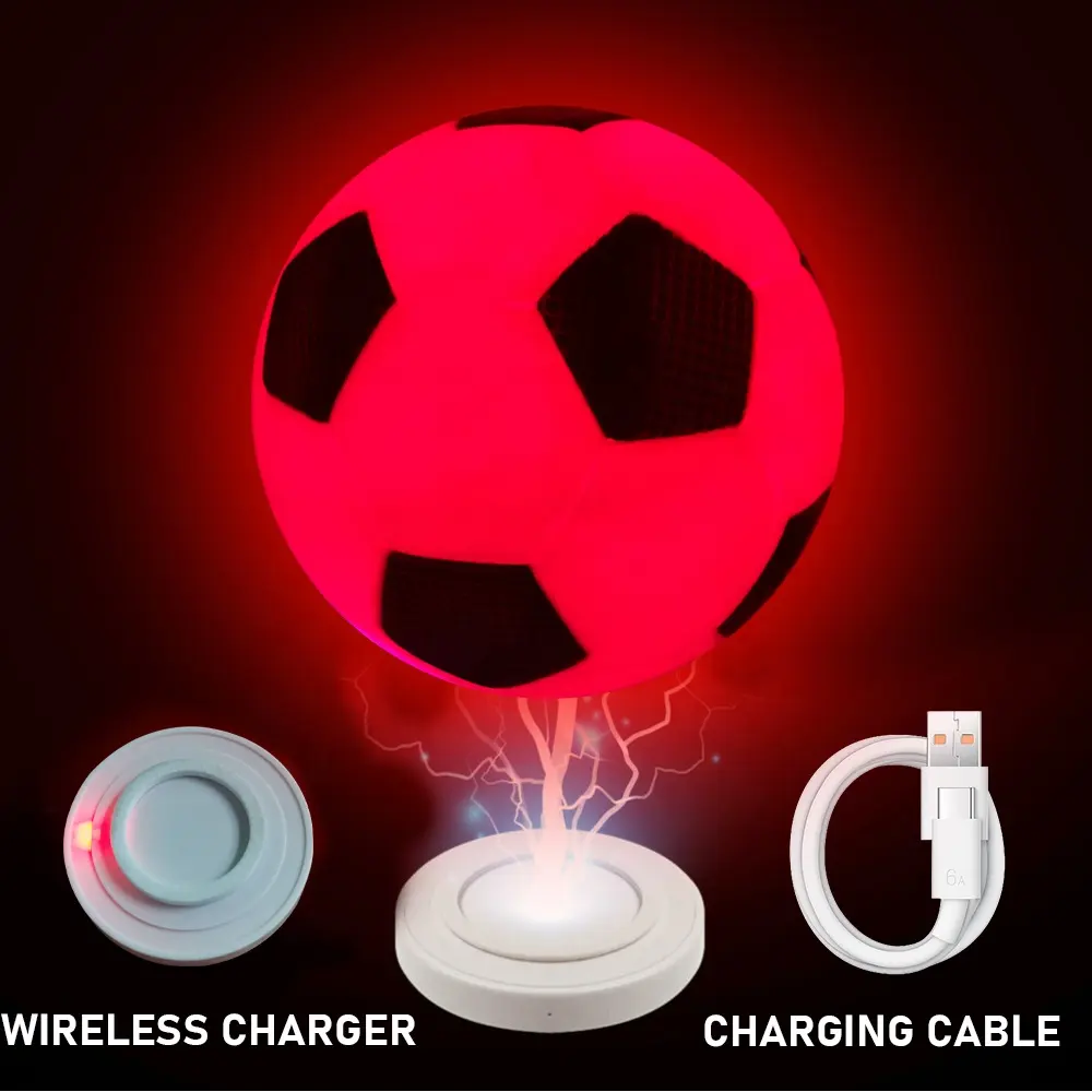Ballon de football en cuir holographique brillant dans le noir, ballon de football réfléchissant officiel rechargeable sans fil
