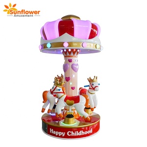 Mini 3D cưỡi ngựa Carousel 220V kim loại & sợi thủy tinh Kiddie vui vẻ đi vòng 1 năm bảo hành máy trò chơi - Product Image 3