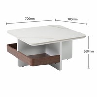 Table basse nordique à bords biseautés avec rangement intégré, finition noyer foncé, écologique et durable, mobilier de salon nordique