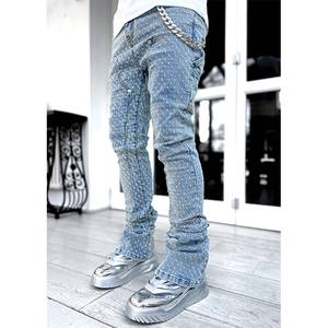 Benutzer definiertes Logo OEM ODM Jeans Raw Edges Flare Jeans Herren Quaste Slim Stacked Jeans für Herren Flare Stacked Pants Streetwear - Product Image 1