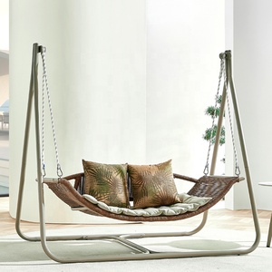 Long Ang Best-Selling Outdoor Aluminum <b>Frame</b> Furniture Courtyard Double Hanging Chair <b>Swing</b> Set With Cushion - Product Image 2