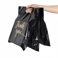 Sacs de courses écologiques et recyclables en PE noir, durables, avec poignée découpée, imprimés avec logo personnalisé, pour vêtements
