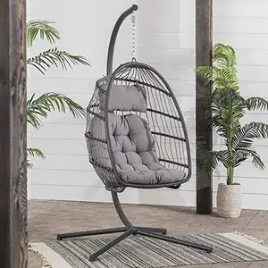 Лидер продаж, уличный подвесной ротанговый стул в форме яйца, удобный плетеный стул для патио