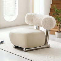 Fauteuil Sled Designer Nordique Moderne en Velours Sherpa Écologique avec Pieds en Acier Inoxydable – Canapé Fauteuil de Balcon Décontracté Sensation Premium