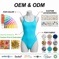 Traje de Baño de Una Pieza con Cuello Redondo y Estampado de Animales Marinos, Hecho a Mano, de Lujo, con Cuentas, Diseño Personalizado OEM, Venta al Por Mayor