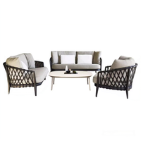 Ensemble de salon de jardin en rotin tressé avec cadre en aluminium de style nordique, table basse et chaises longues imperméables, mobiles pour villas et jardins