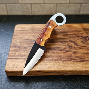 Couteau de survie et de camping haut de gamme, forgé à la main, en acier Damas et bois de rose, pointe tombante, ultra-affûté, avec trou pour le pouce, personnalisable OEM - Product Image 3
