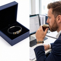 Bracelet tendance pour homme en acier inoxydable tressé avec cuir, design géométrique, plaqué argent, accessoire de mode pour poignet - Cadeau incontournable