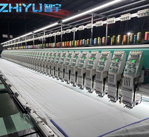 Büyük yüksek hızlı özelleştirilmiş otomatik çerçeve sıkma sistemi cihazı için çok kafaları 4 iğneler düz nakış makinesi - Product Image 3