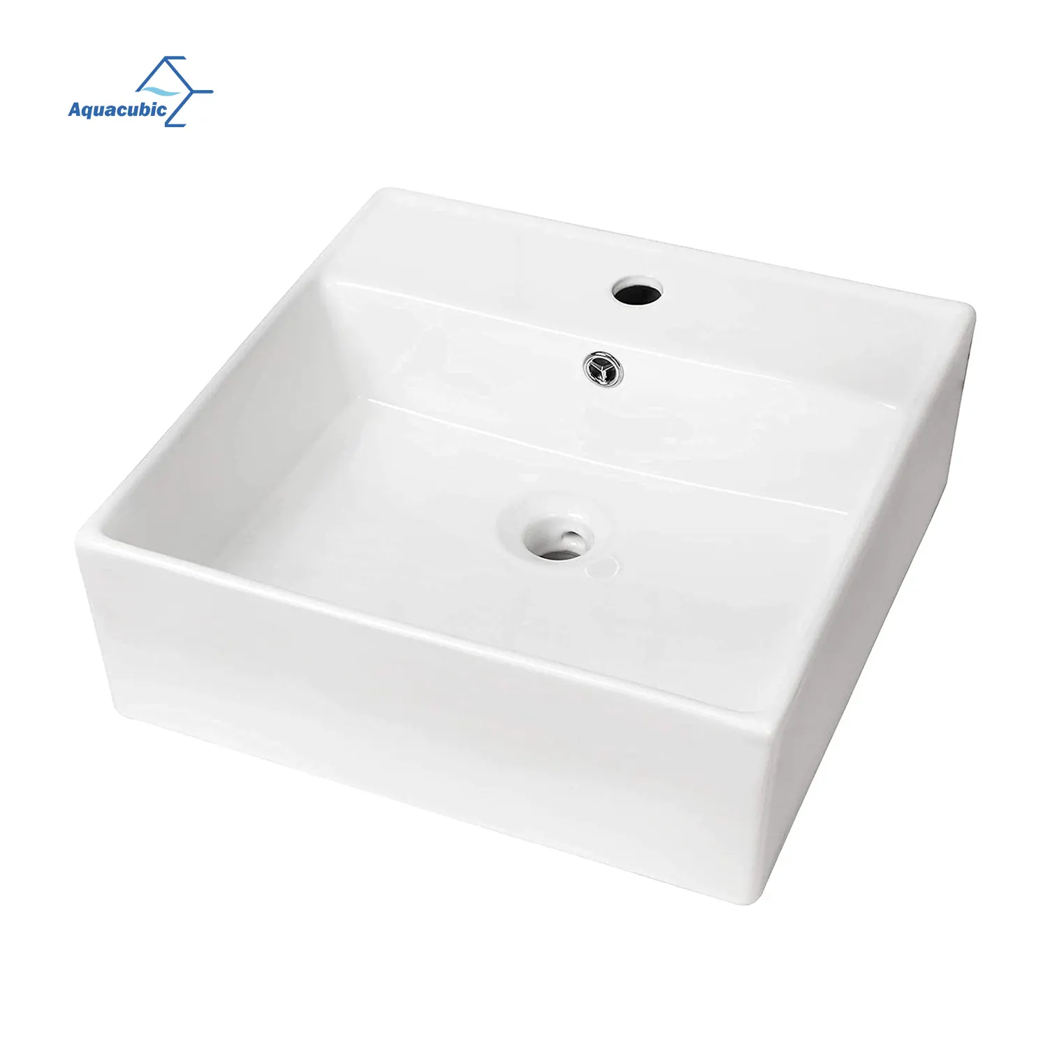 Modern Square Hand Wash Basin Ceramic Rectangular Countertop Bathroom Sink Without Faucet