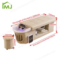 Table de Lavage pour Tête, Lit de Shampoing de Salon de Beauté Professionnel avec LED Intégrée et Massage Spa d'Usine