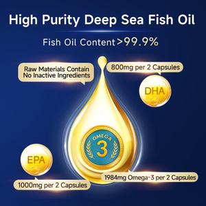 Capsules d'huile de poisson Oméga 3 en gélules molles, riches en EPA et DHA, certifiées ISO22000, naturelles, pour adultes, 60 unités, complément alimentaire de 24 mois, certifié IFOS - Product Image 4