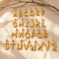 Tarnish Free Trendy Waterproof Jewelry 26 English Letters A-Z Stainless Steel Alphabet Charms Initial Bubble Name Letter Pendant