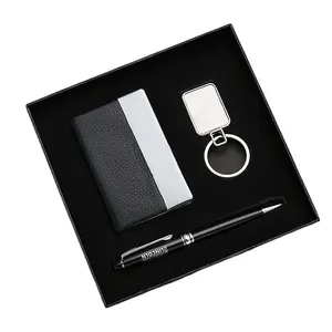 Hot gifts & value sets promotional business gift set with mental keychain and pen and name card holder for graduation gift