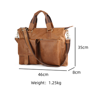 La mayoría de las bolsas de mensajero de cuero de vaca de capa de cabeza de moda para hombres, cuero resistente personalizado con logotipo, bolso de hombro impermeable para hombres - Product Image 5