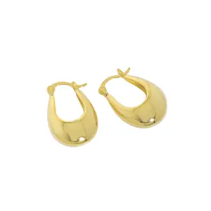 Women's 925 Sterling Silver Hinged Smooth Gypsy Huggie Hoop Earrings 18K Yellow Gold Classic Fancy Hoop Earrings