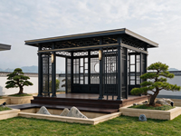 Pergola en aluminium de style chinois, pavillon de jardin extérieur, gazebo en alliage d'aluminium, toit incurvé, imperméable, pour patio, cour arrière