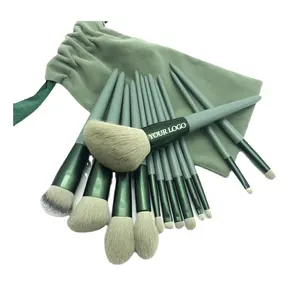 2024 atacado verde 13 pcs pincéis de maquiagem ferramenta profissional Soft Fabricantes conjunto de pincéis de maquiagem