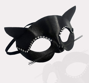 Di lusso nero Sexy maschere per adulti festa di Halloween gatto donna strass mezza faccia <span class=keywords><strong>maschera</strong></span> in PVC mascherata Costume accessori - Product Image 2