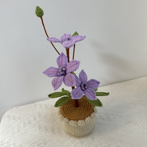 Orquídea de Tres Flores de Algodón Hecha a Mano de Primera Calidad, Estilo Romántico y Soñador, Adorno <span class=keywords><strong>en</strong></span> Maceta para el Hogar, Graduación, Día de la Madre - Product Image 5
