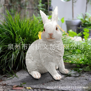 Outdoor Garden Resin Rabbit Decorative Ornament Natural Finish Freestanding <b>Miniature</b> Landscape Craft Animal Shape - Product Image 3
