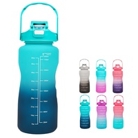 Bouteille d'eau sport en plastique super grande capacité 2000 ml avec poignée, type paille, anti-fuite, sécurisée pour l'empilage de téléphones portables