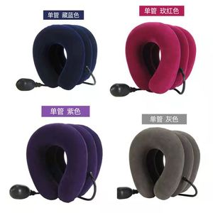 Cervical <b>Traction</b> Pillow Three Layer Inflatable <b>Neck</b> Support With Pump For Health Massage Navy Blue - Product Image 5