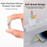 Protector de cable de cargador YDS Protector de cable antideslizante de silicona Compatible con iPhone Android Tipo-C Protector de cable a prueba de polvo