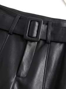<span class=keywords><strong>Pantaloni</strong></span> a Gamba Larga <span class=keywords><strong>in</strong></span> Pelle a Vita Alta Stile Y2K Streetwear da <span class=keywords><strong>Donna</strong></span>, <span class=keywords><strong>Pantaloni</strong></span> Dritti Casual per Pendolarismo, Feste e Clubwear - Product Image 4