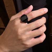 Hochglanz polierte 18 Karat Vergoldung Herrenmode Trend Edelstahl Sand Blank Square Ring Für Herrenmode benutzer definierte Logo Ringe